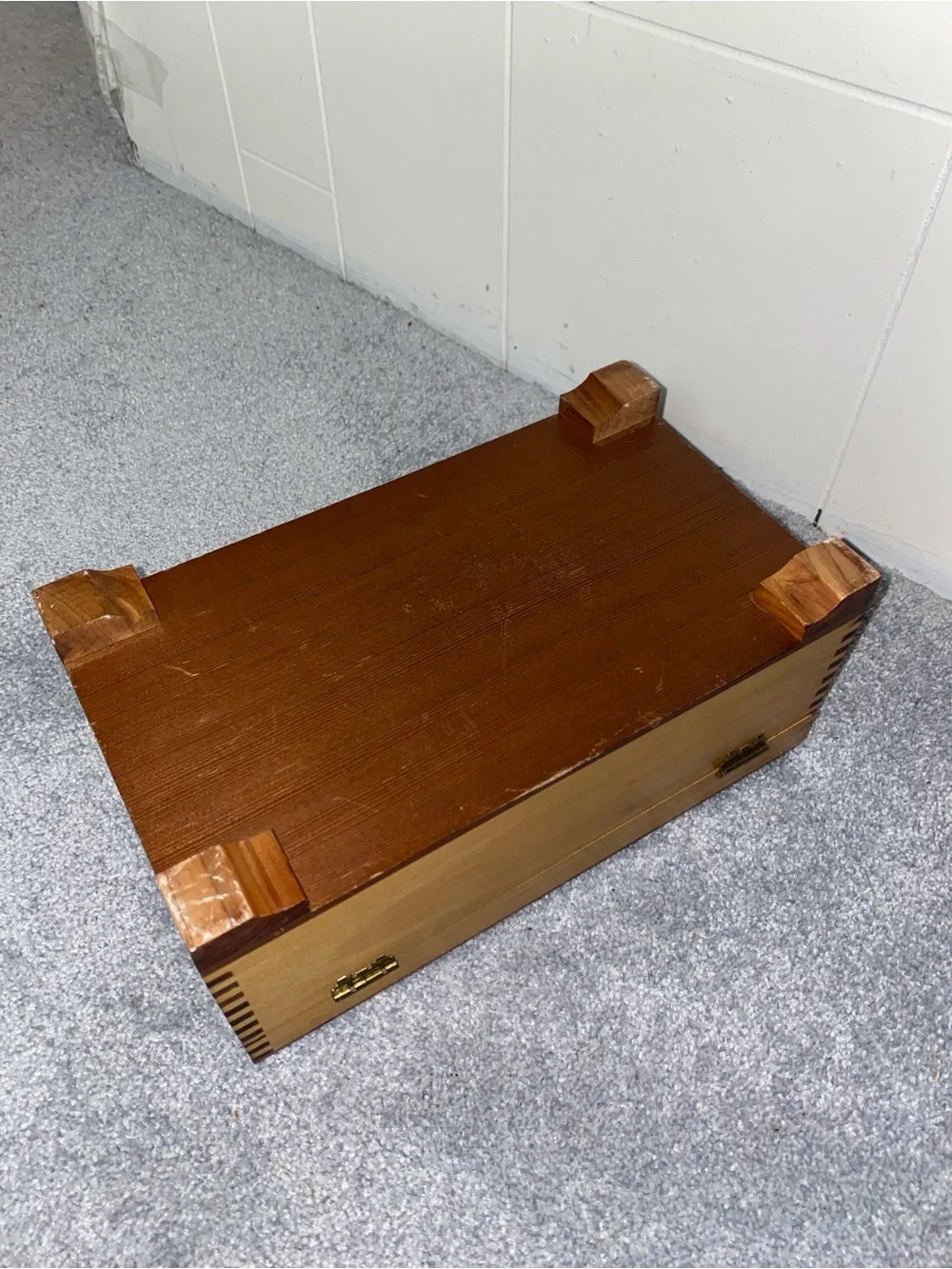 Hand-Carved Wooden Keepsake Box with Scenic Inset